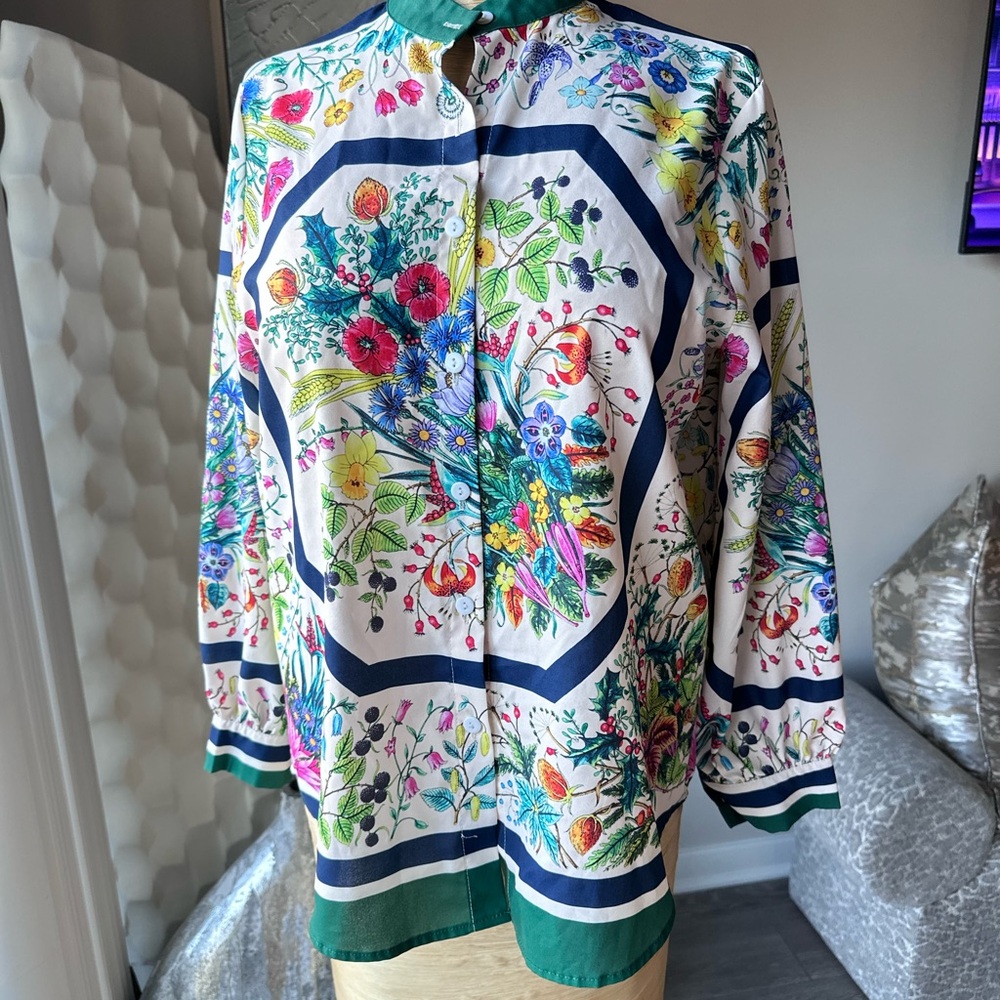 LAI MENG FIVE CATS Women’s button down floral print blouse